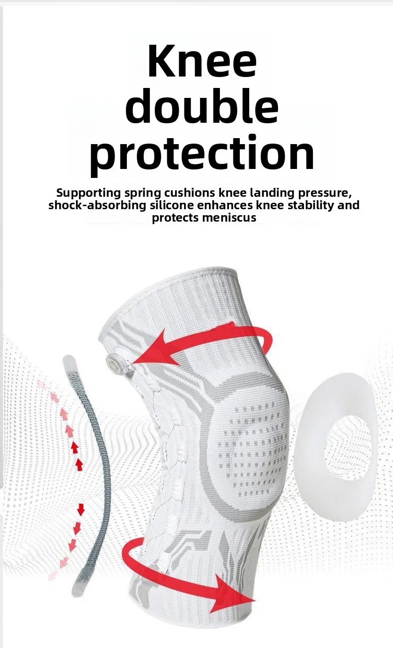 Sports Knee Pad Knob Pressure Spring Support Silicone Shock Absorption Breathable Nylon for Running Basketball Fitness