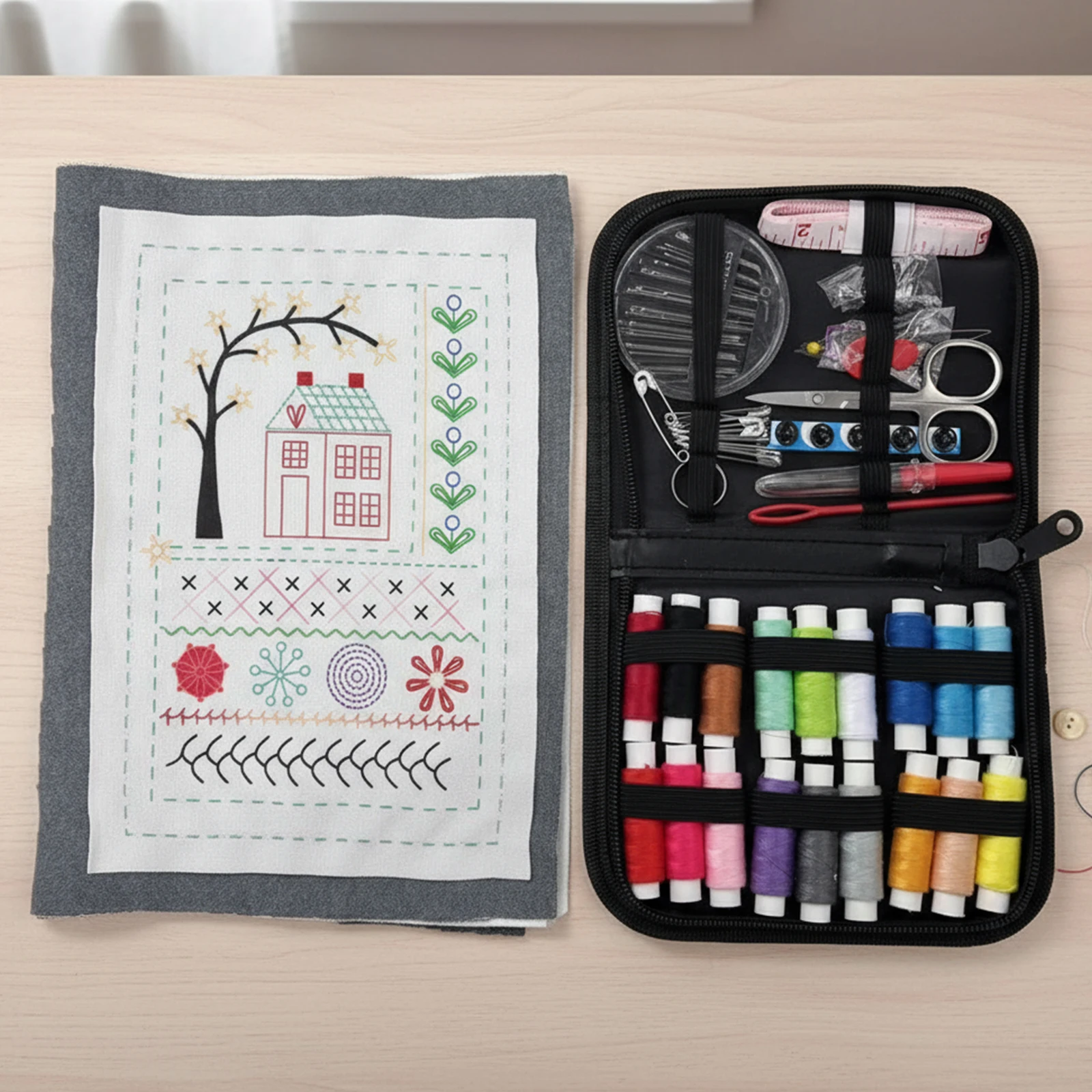 Creative Embroidery Kit With DIY Stitch Books And Embroidery Sewing Book Complete Toolkit & Instructional Tutorial for Beginners