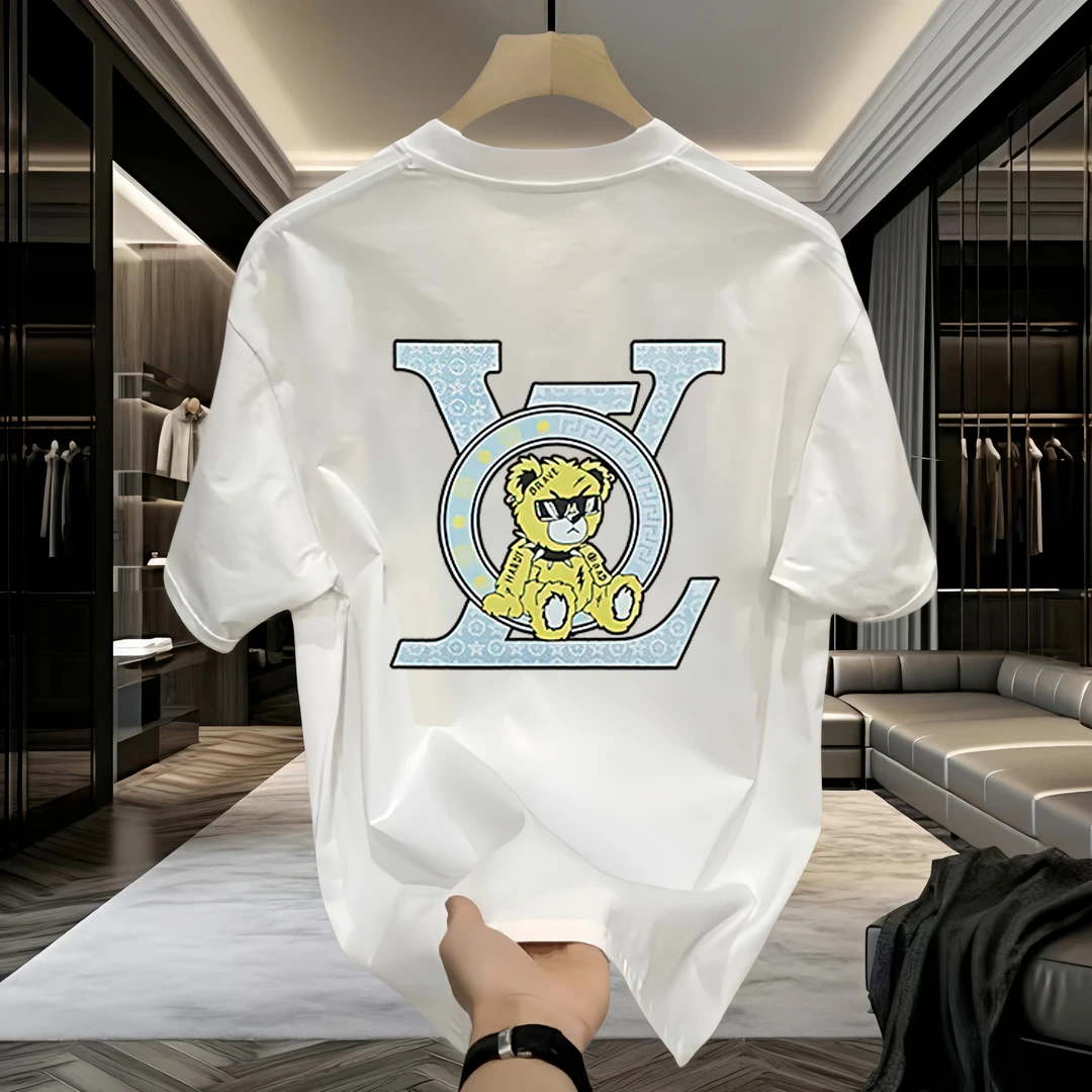 

High-quality Men's Summer New Thick Pure Cotton T-shirt, with Printed Design, Stylish, Breathable, and Sweat-absorbing