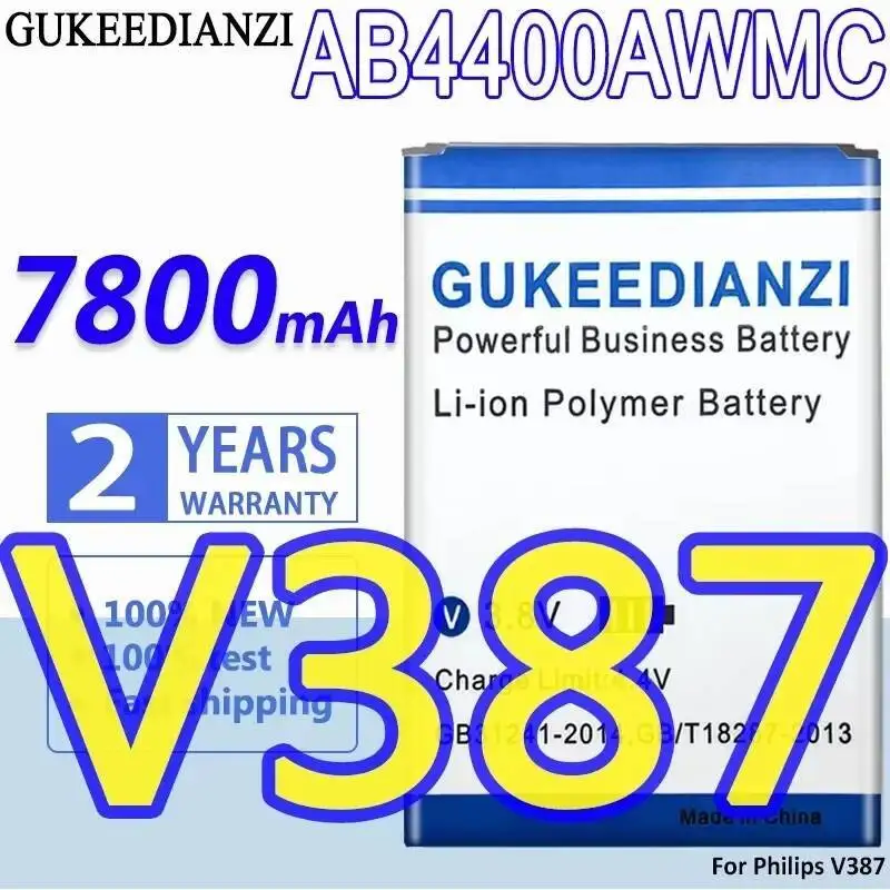 Аккумулятор мобильного телефона для Philips V387 Надежная мощность 7800 мАч AB4400AWMC Длительная производительность