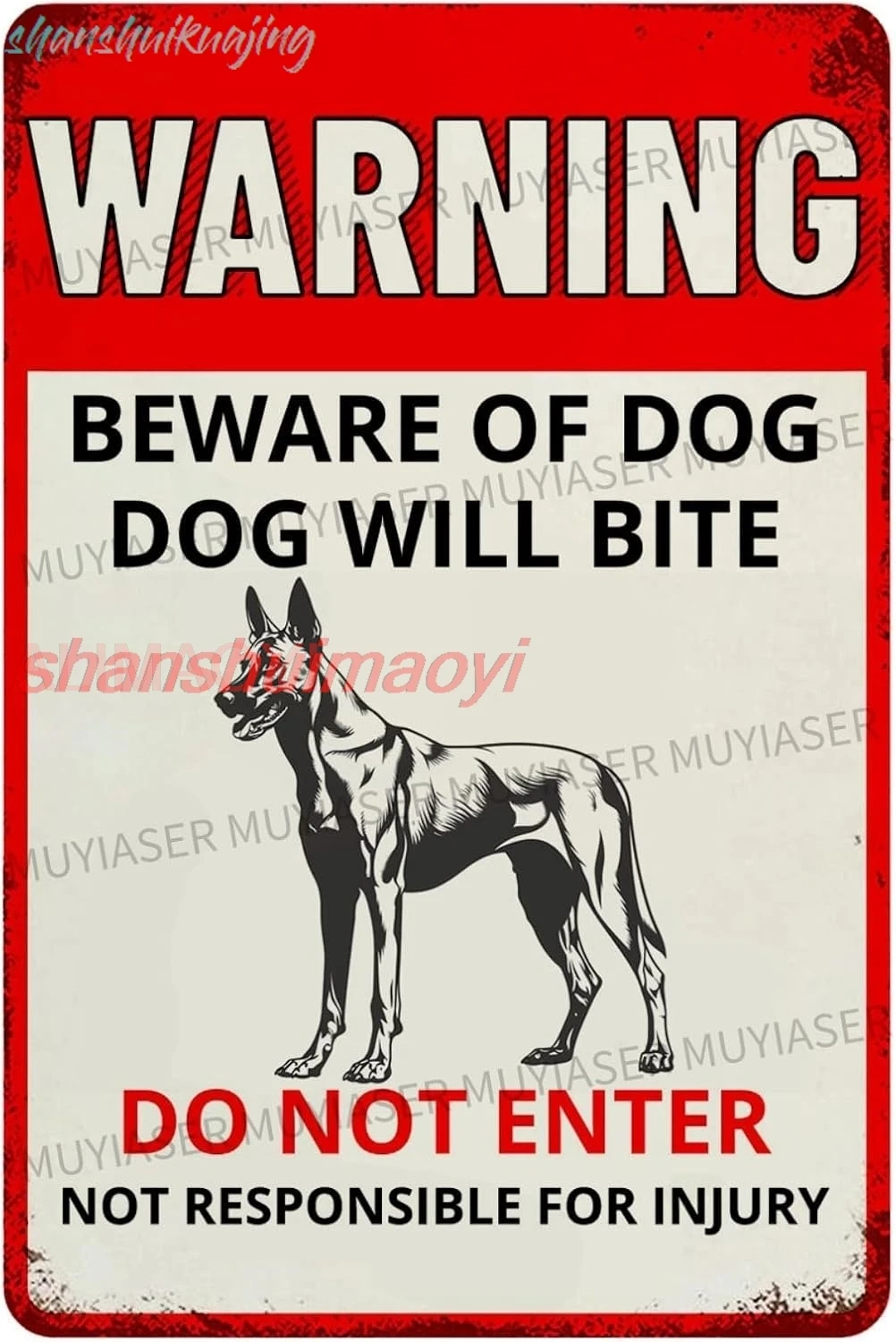 Warning Beware Of Dog Sign Dog Will Bite Belgian Malinois Aluminum Metal Tin Signs Outdoor Yard Sign Warning Sign For Fence sign