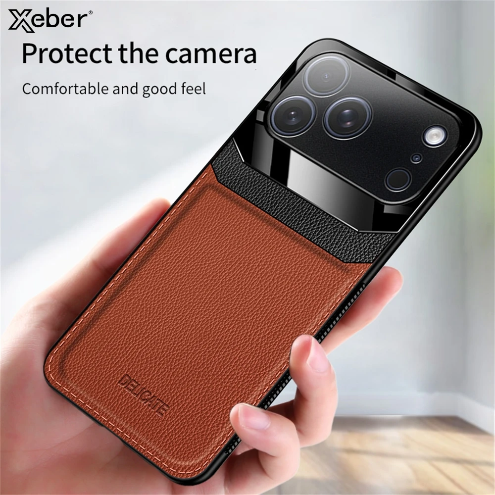 Luxus Original Leder Stoßfest Fall Für iPhone 17 16 15 14 13 Mini 12 11 Pro Max Plus Air 16E Kamera Schützen Telefon Abdeckung