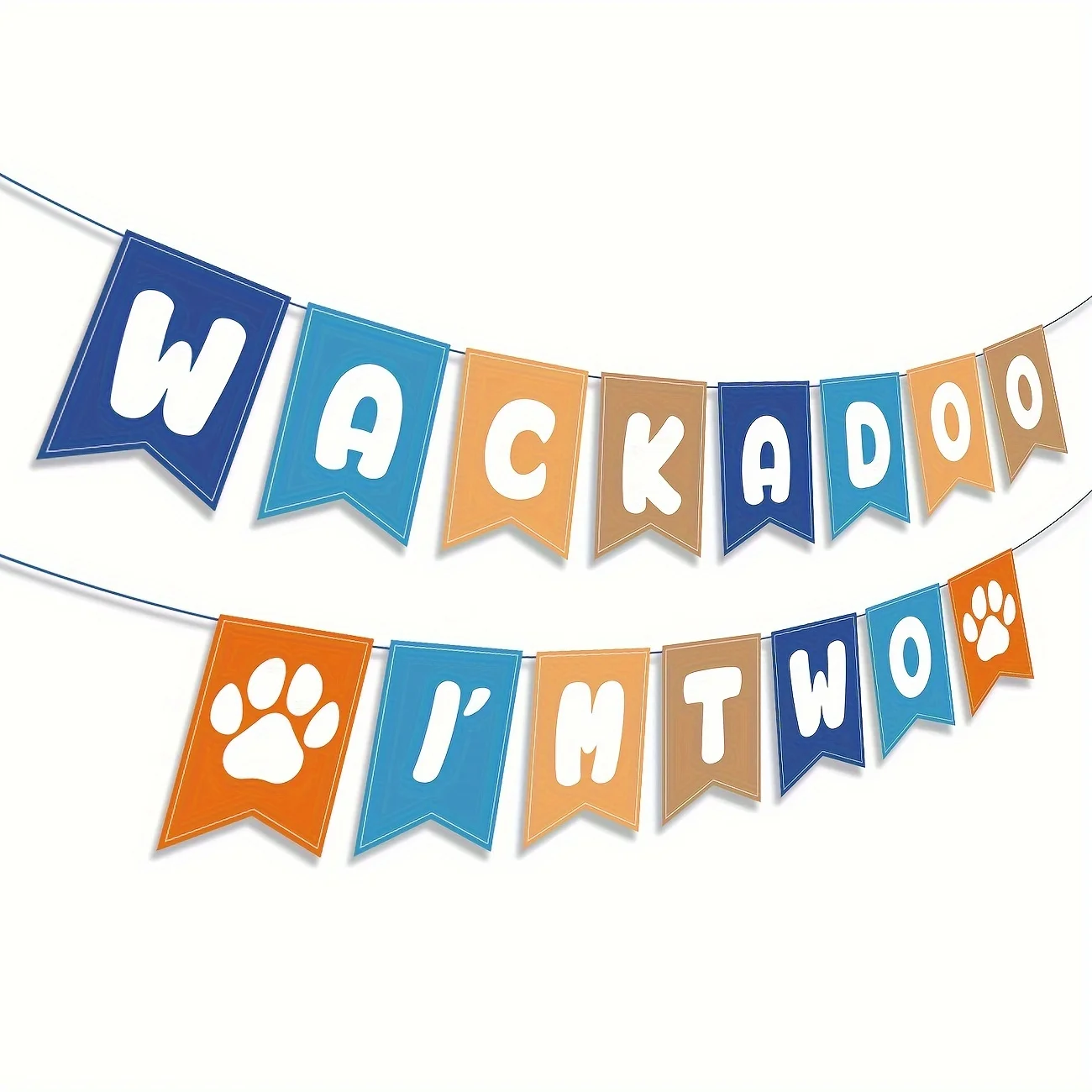 Blue Dog 2nd Birthday Decorations Banner, Wackadoo I'm Two Banner, Wackadoo Im 2 Theme Birthday Decoration Blue Birthday