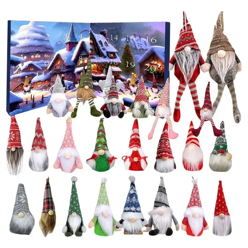 

1-2Sets Christmas Decorations Gnome Holiday Advent Calendar Gnome Doll with Gnome Plush Toys Kids Christmas Countdown Calendar