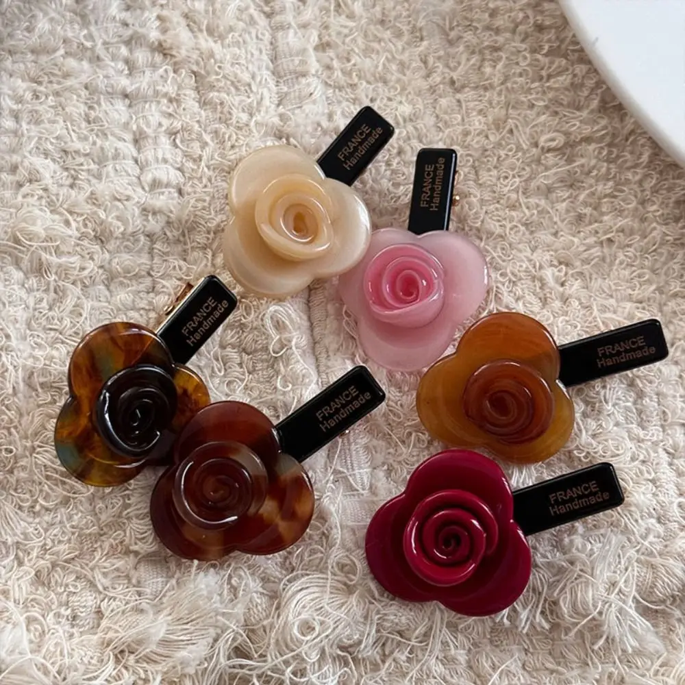 

Colorful Rose Flower Hair Clip Korean Style Acrylic Acetic Acid Hair Clip Bang Clip Hairpin Rose Flower Duckbill Clip Girls