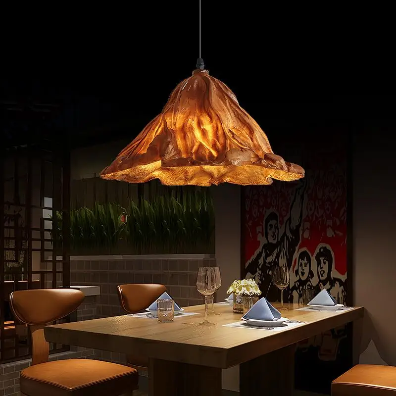 

Lotus Leaf Chandelier Zen Chinese Personality Art Tea Room Bed and Breakfast Light Wabi Sanfeng Restaurant Vintage Chandelier
