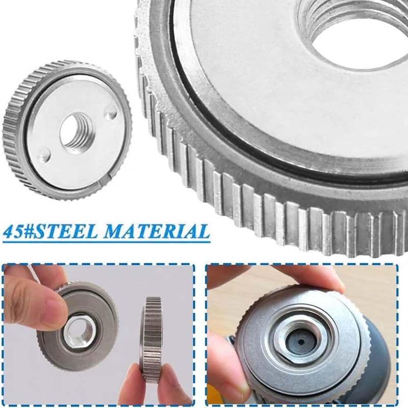 M14 Quick Release Clamping Flange Nut, Silver Fit para rebarbadora e máquina de corte, 1 Pc