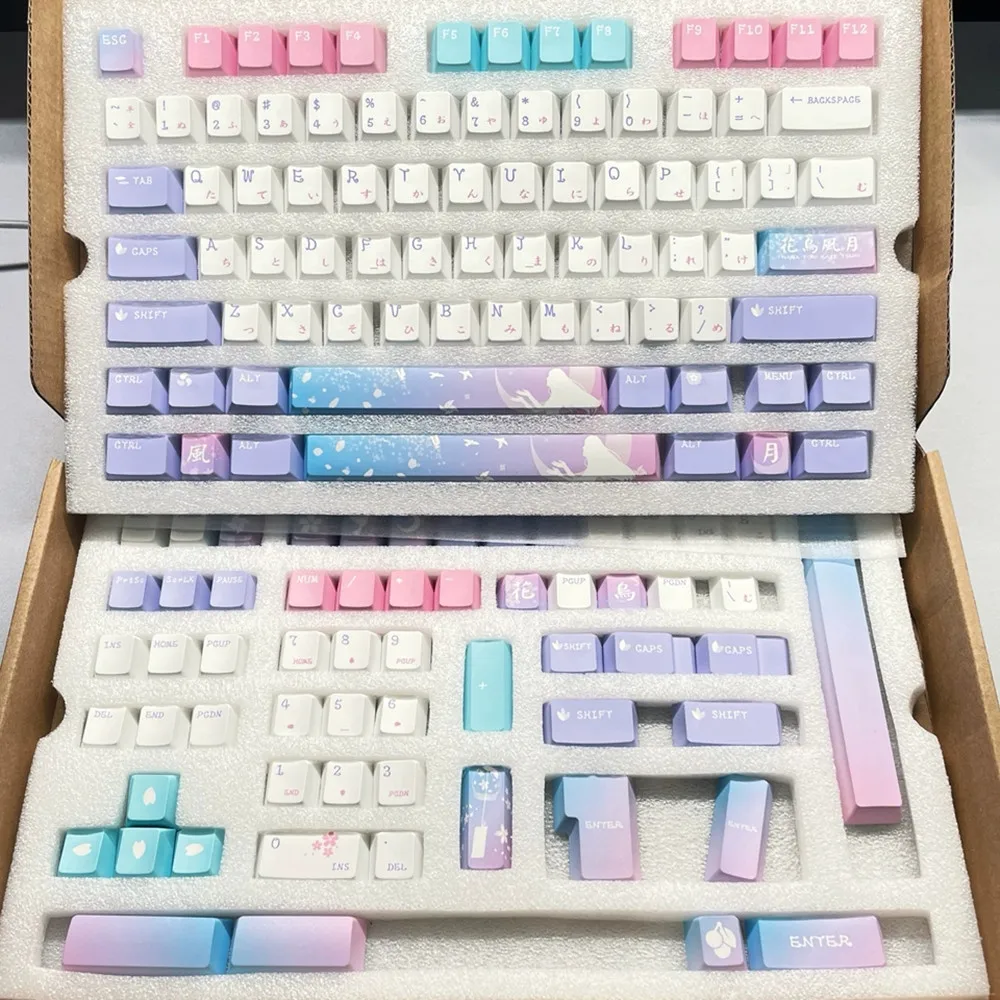 Flowers Birds Keycap Set Cherry Profile 140 Keys DYE Sublimation PBT Material Keycaps For Mx Switches Mechanical Keybboard