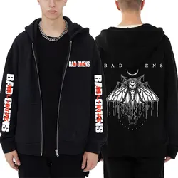 Bad Omens Band Graphic Print Zipper Hoodie Men's Rock y2k Gothic Jacket Streetwear Men Fashion Loose Oversized Zip Up Sweatshirt
