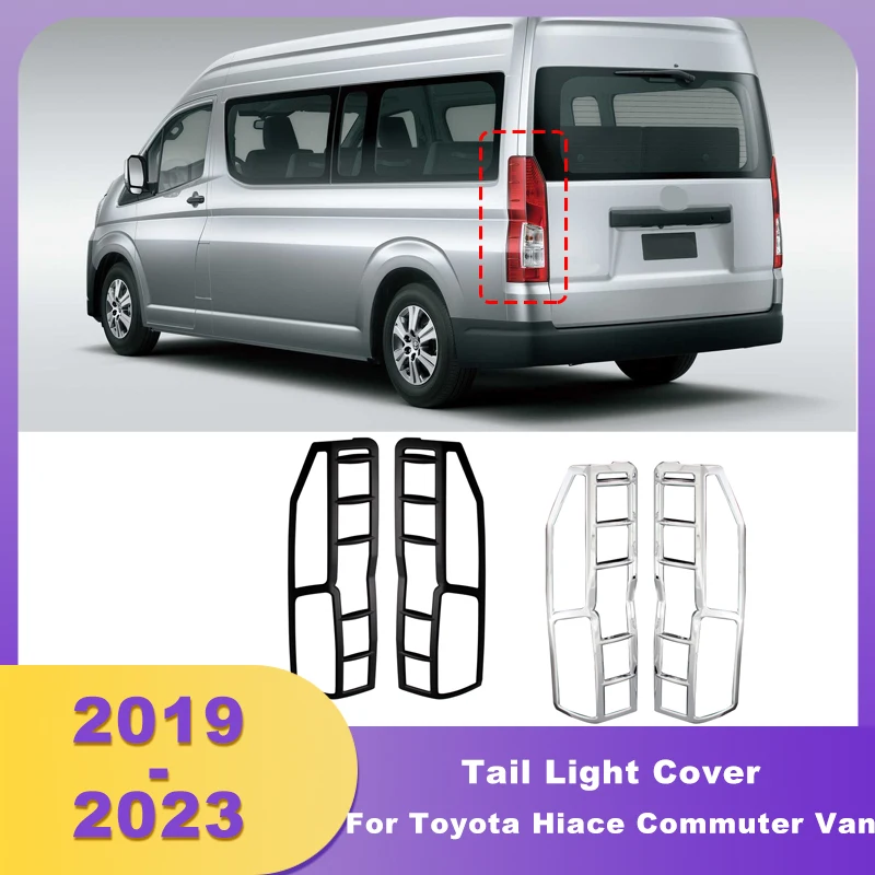 

Rear Bumper Chrome ABS Tail Light Cover Tail Lamp Hoods For Toyota Hiace Commuter Van 2019 2020 2021 2022 2023