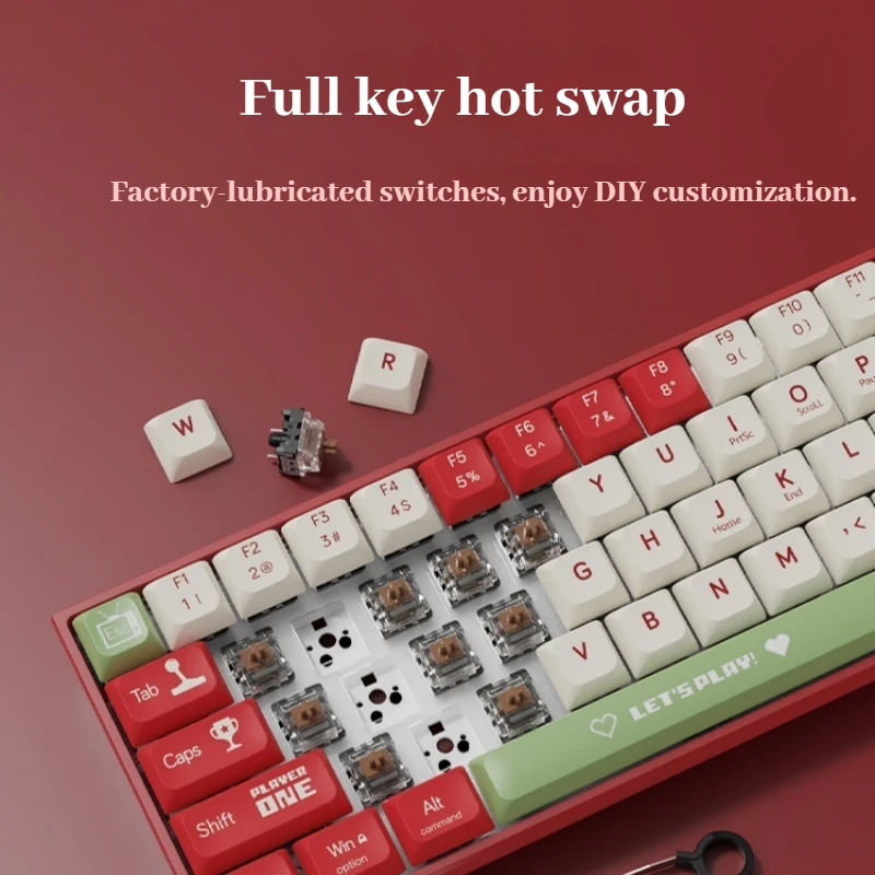 Ajazz Ak680 لوحة المفاتيح الميكانيكية الألعاب الرياضية الإلكترونية السلكية ضوء مختلط قابل للتبديل السريع لوحة المفاتيح الصغيرة محور الشاي المحور الأحمر مكتب الكمبيوتر #4