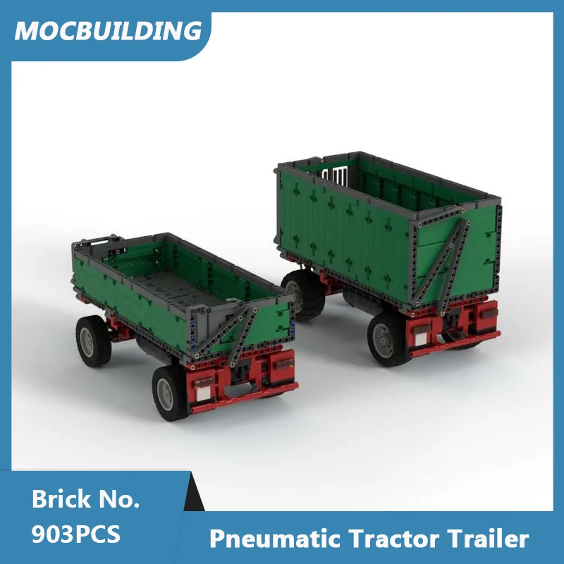 MOC Building Blocks Pneumatic Tractor Trailer 17 Stud Wide DIY Assembled Bricks Vehicle Transport Creative Toys Gifts 903PCS