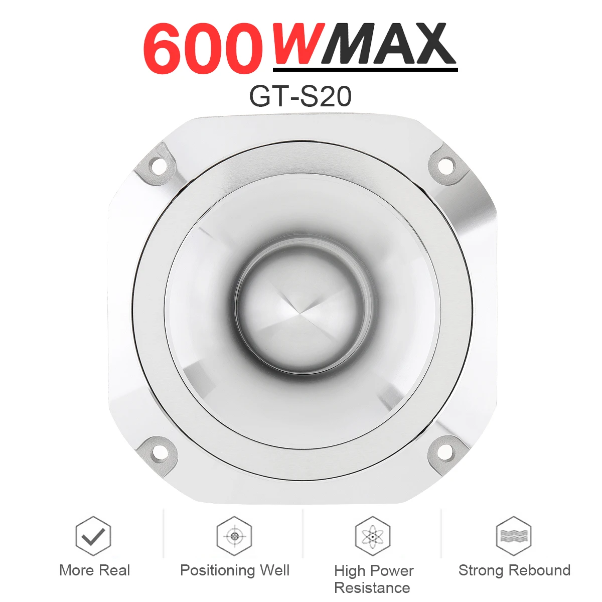 4 Inch 600W 6OHM GT-S20 Aluminum Bullet Tweeter for Vehicle / Auto Cars Stereo Modified with Capacitor