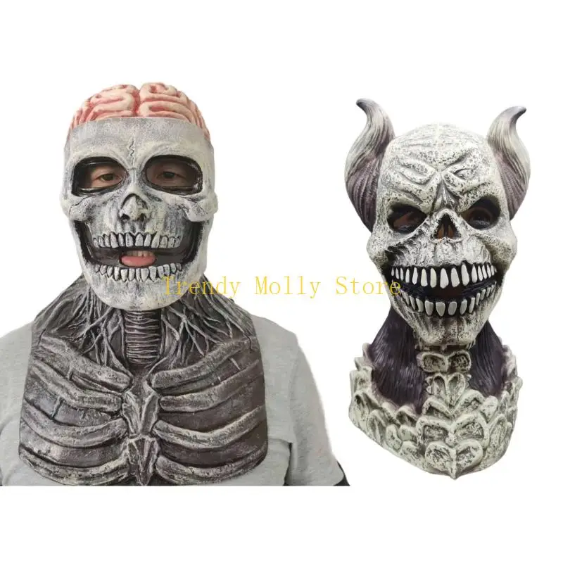 

N5KB Full Face Skull Latex Mask With Ventilation Holes Perfect For Cosplay Themed Parties And Movie Props