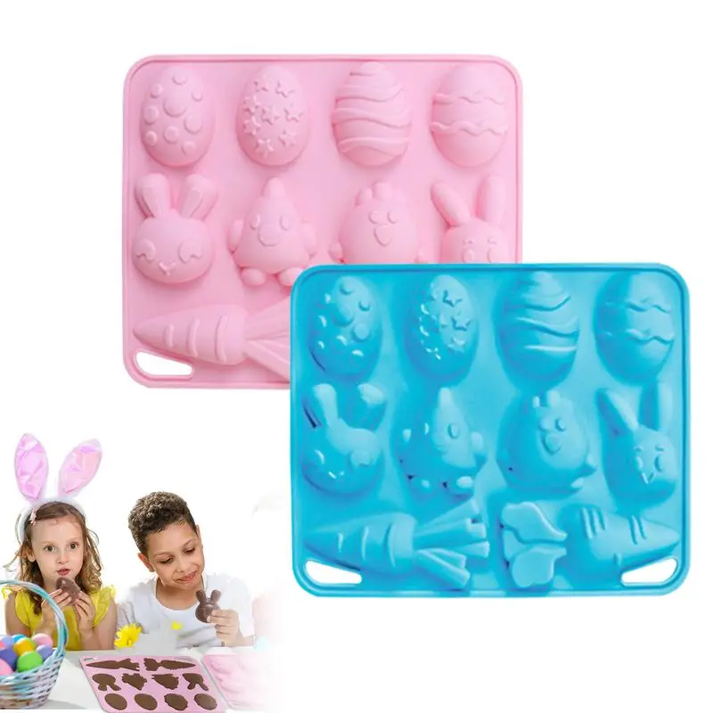 Bunny Silicone Mold Bunny Egg Chocolate Mold Silicone Easter Mould Food Grade Non-Stick Baking Pan Carrot Cake Decoration