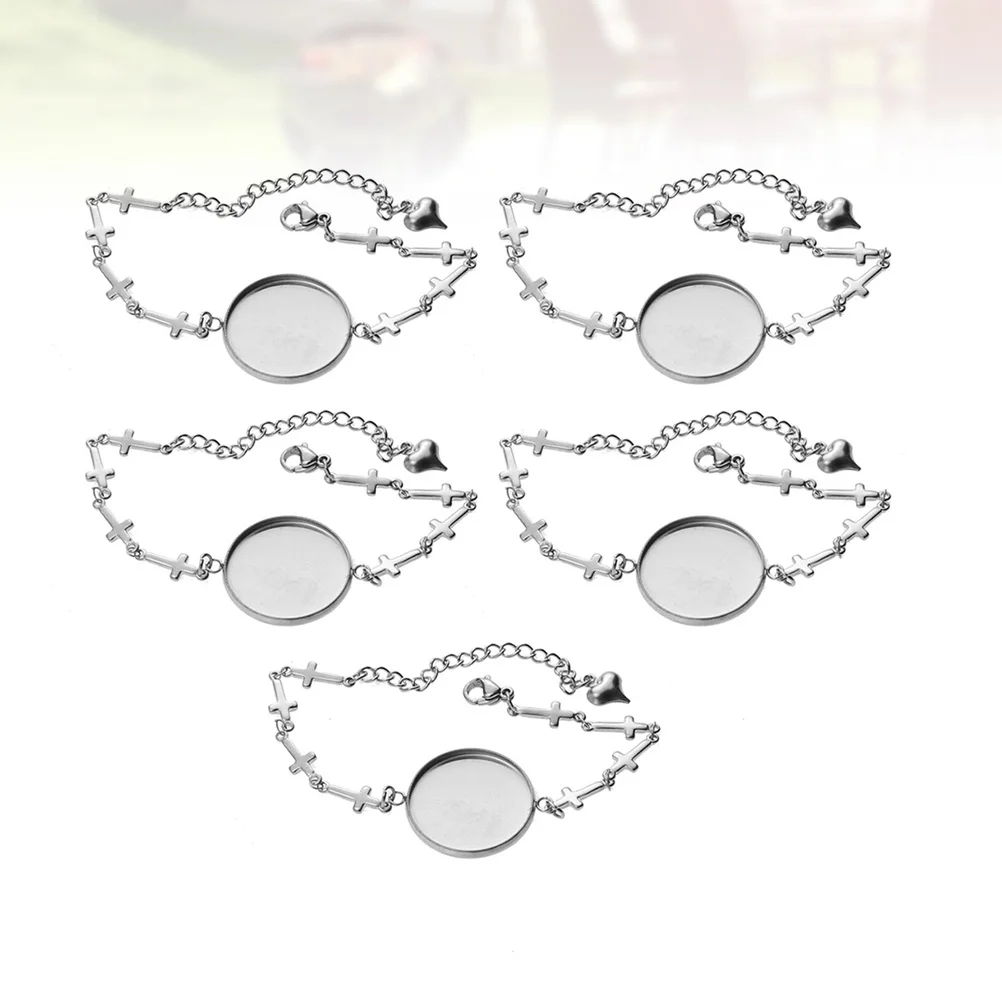 

5pcs Tray Bracelet For Diy Alloy Stainless Steel Metal Wristband Retro Hand Chain Accessories Jewelry Gift Display Tool