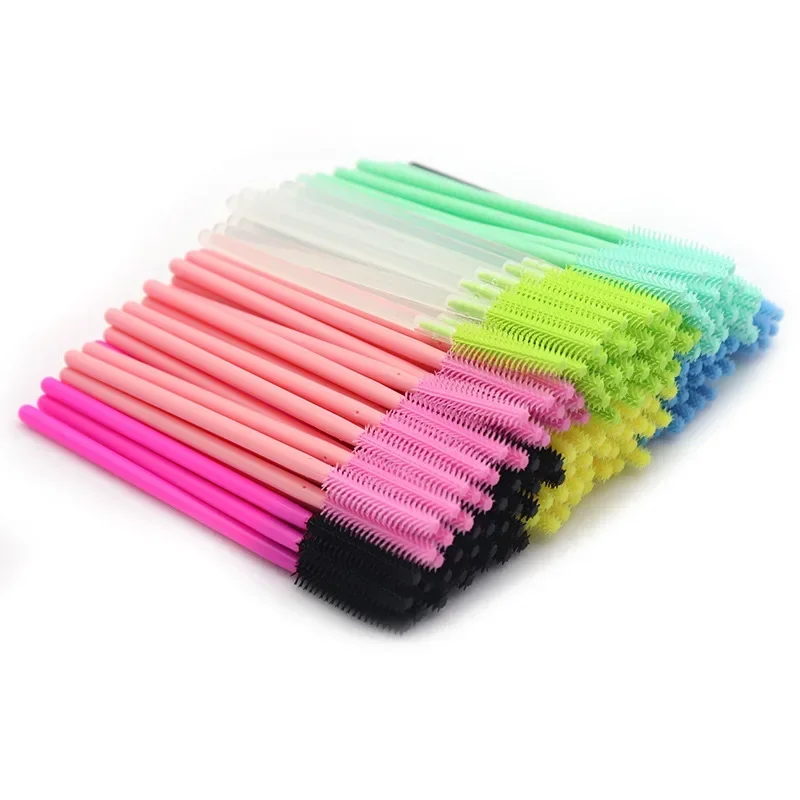 Mascara Wands Einweg Silikon 100PCS Wimpern Pinsel Gel Applikator Spooler Wimpern Verlängerung Kosmetik Pinsel Make-Up-Tool