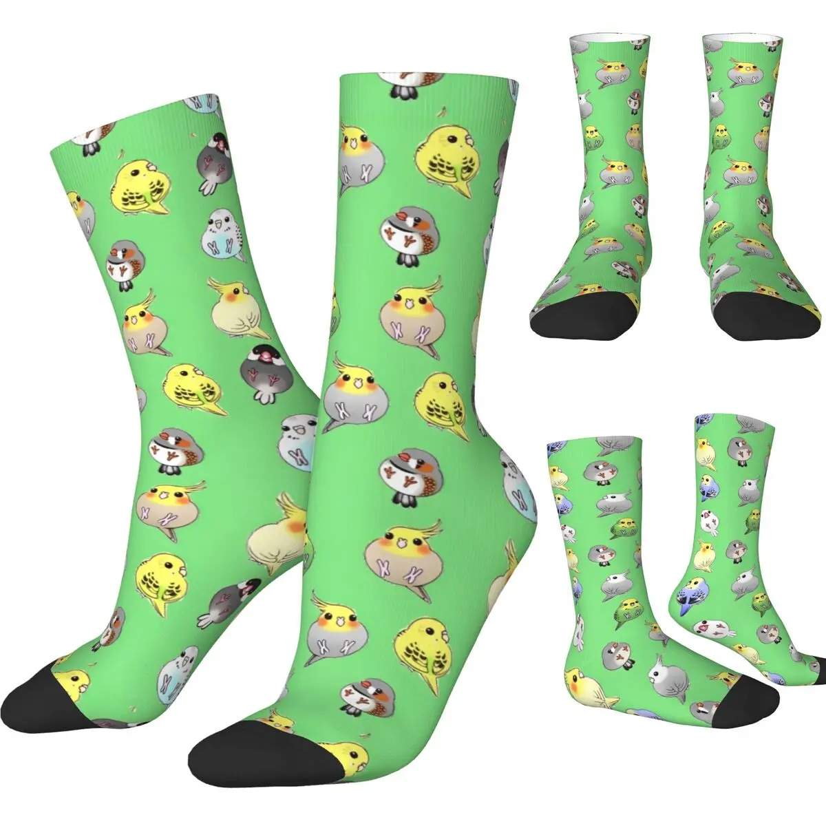 

Men Socks Too Many Birds Cartoon Cockatoo (12) Stockings Winter Novelty Medium Soft Socks Graphic Running Sports Non Slip Socks