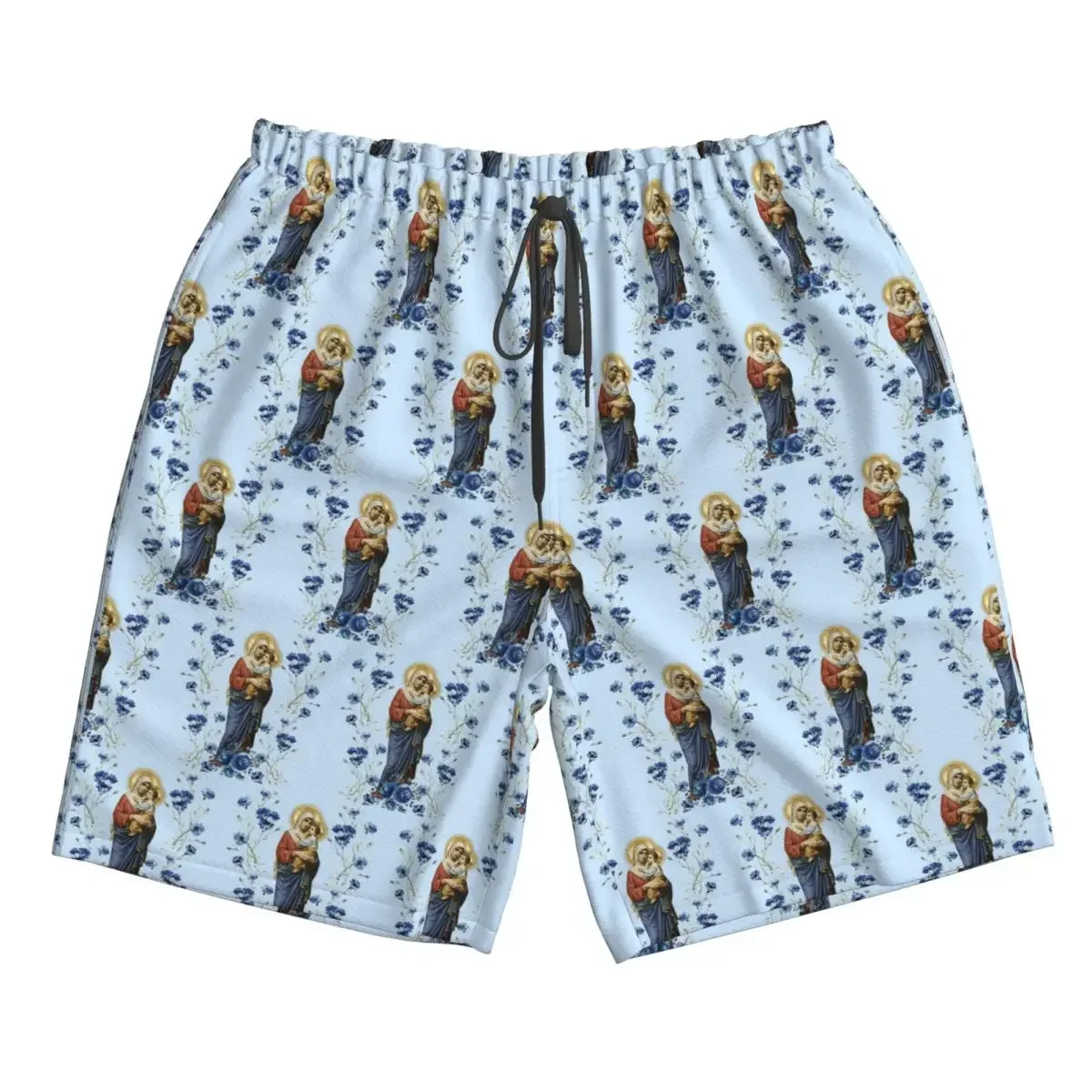 Catholicism Saints Jesus Mary Trunks Beach Board Shorts Casual Quick Dry Swim Summer Men Pants