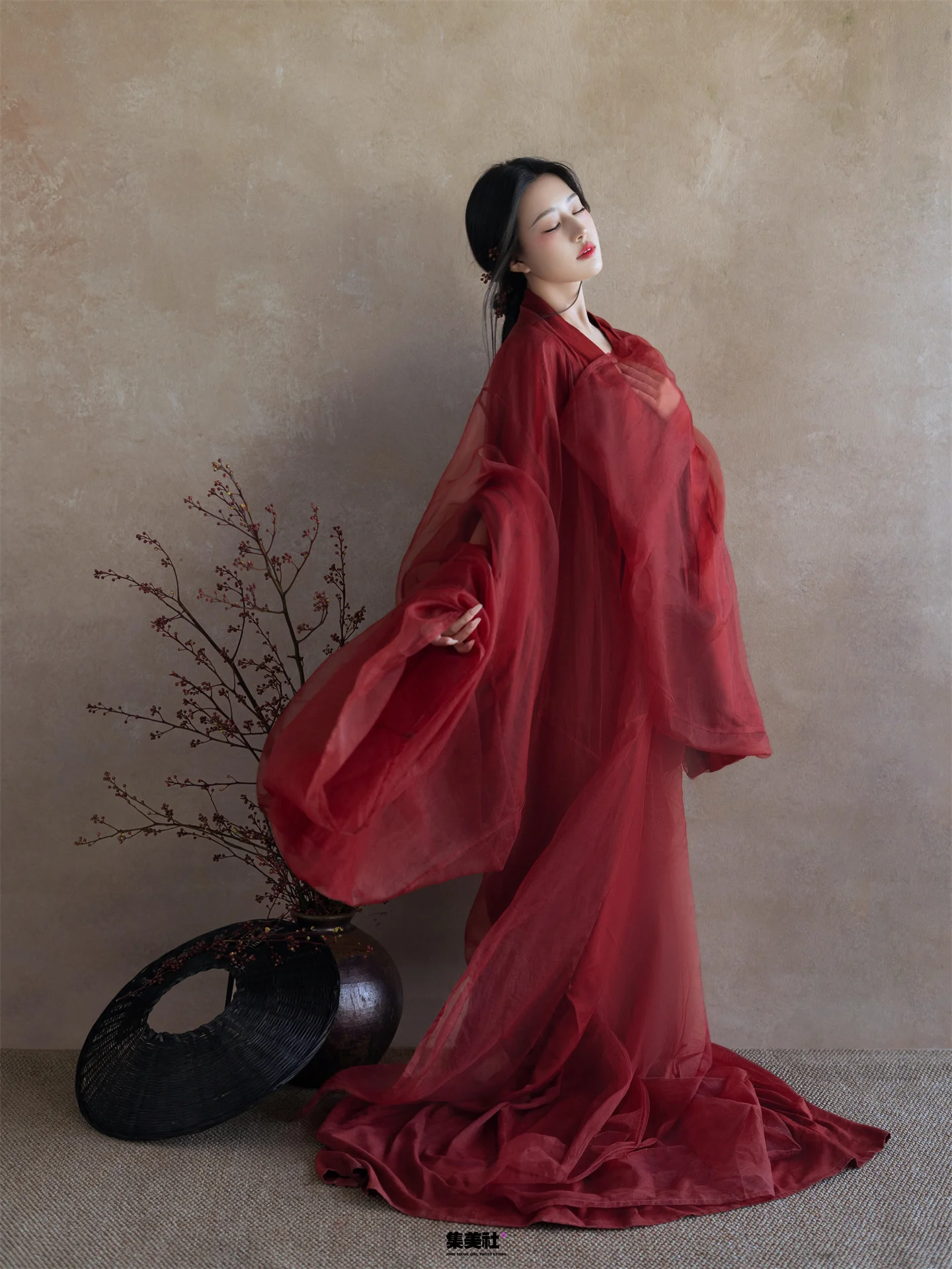 

Red Hanfu Costume Wei Jin Dynas Art Photoaphy Ancient Chi Drifting Zen Spirit Photoaphy Costume for Women