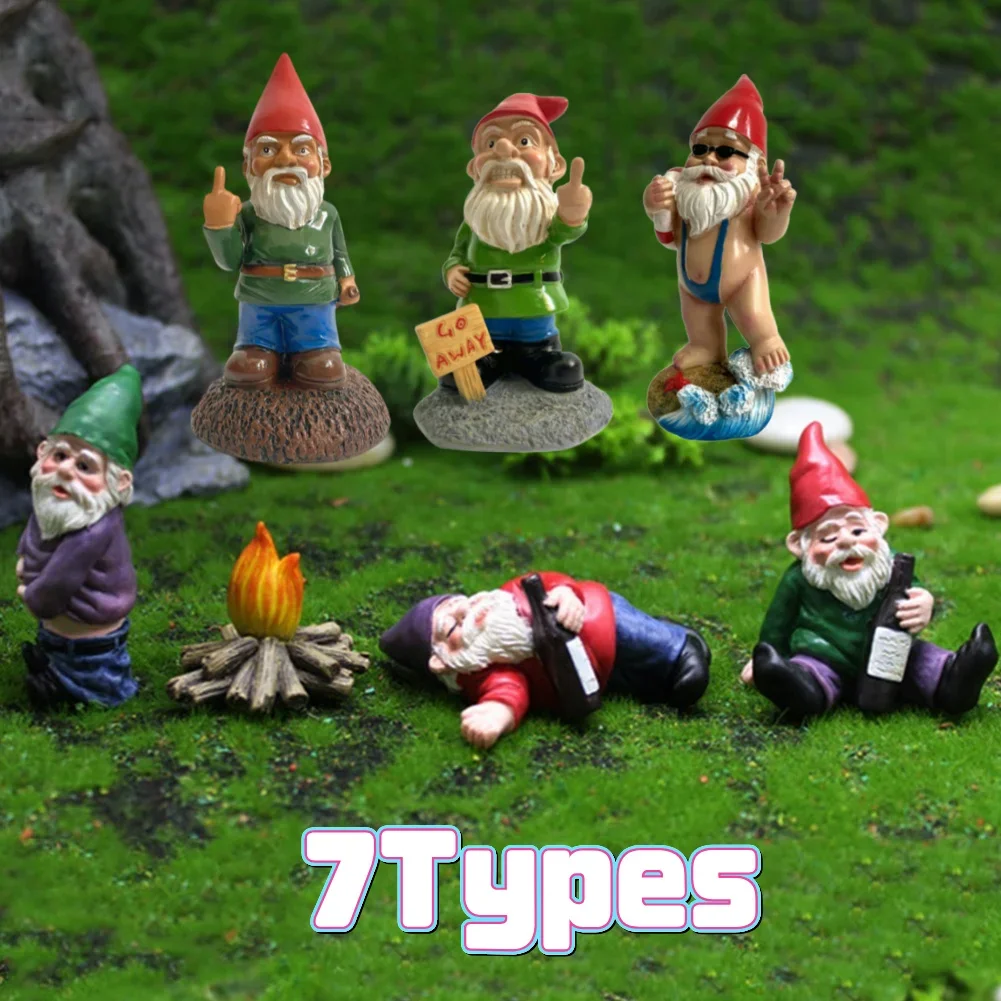 Middle Finger White Beard Dwarf Ornament Outdoor Resin Crafts Resin Garden Statue Garden Dwarf Statue Ornament Lawn Garden Decor