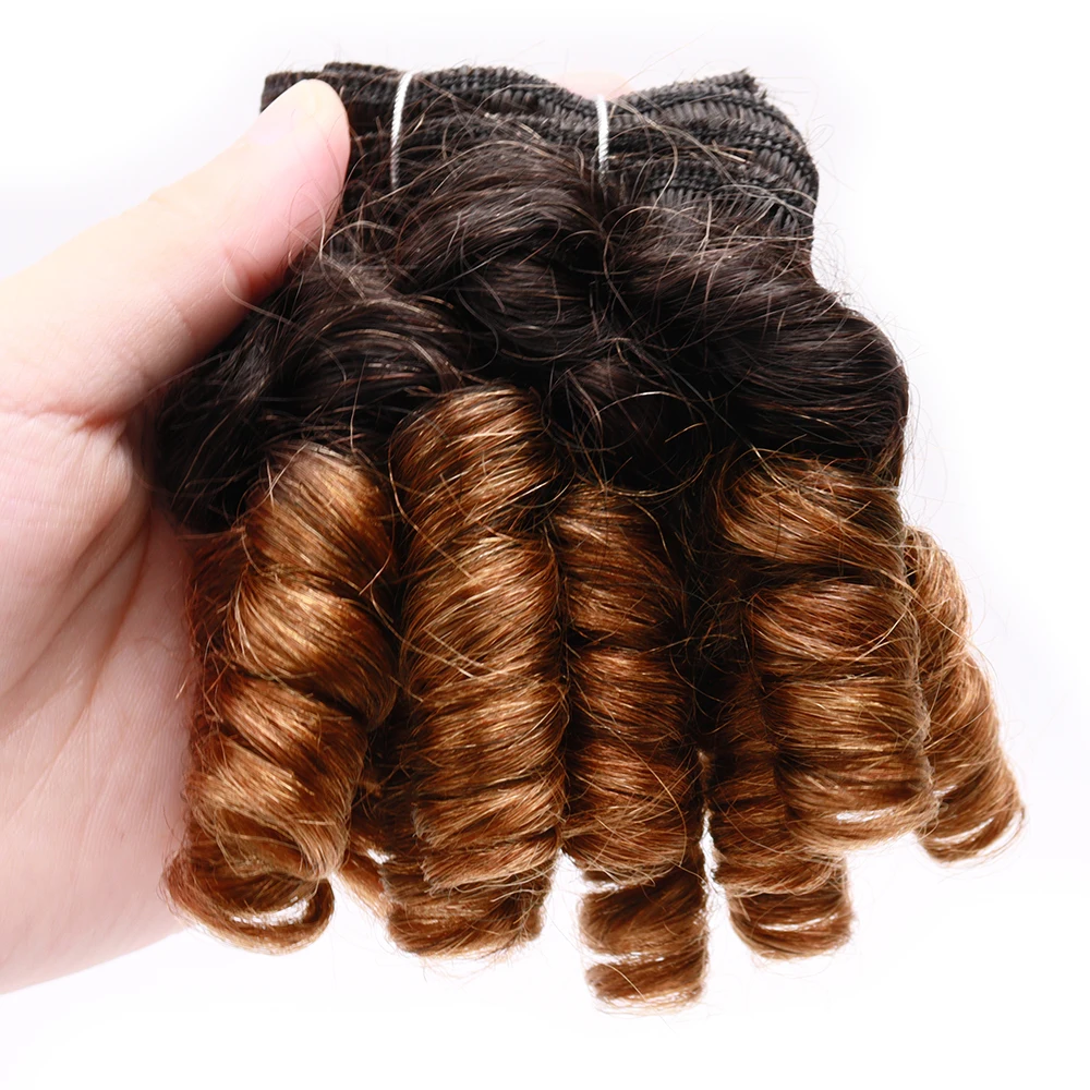 6Pcs Bouncy Curly Human Hair Bundles 100% Brazilian Remy Hair Double Drawn Curly Bundles T1B 30 99J 27 Colored Hair Extension