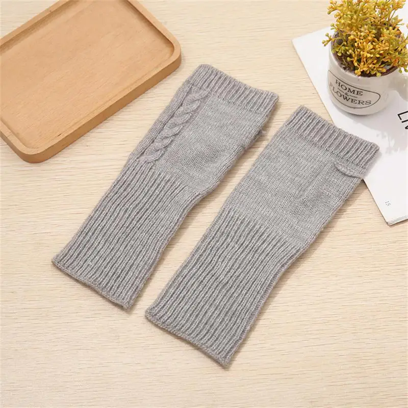 1Pair Short Fingerless Gloves Autumn Winter Women‘s Knitted Mitten Warmer Arm Sleeve Casual Soft Girl’s Goth Clothes Punk Gloves