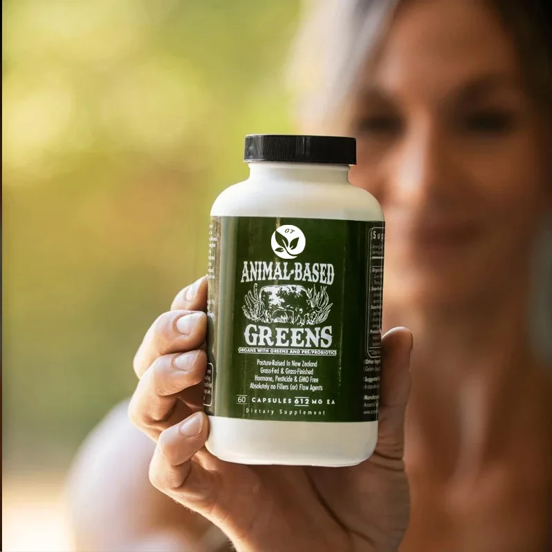 Organic Superfood Green And Red Mixture, Containing Spirulina, Chlorella, Grass Fed Beef Organs, And Probiotics