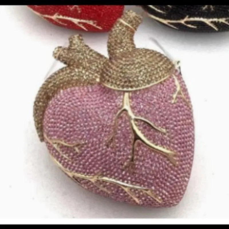 Heart Chain Dinner Bag Diamond Turquoise Party Dinner Bag Rhinestone Clutch Bag Banquet Wallet view 6