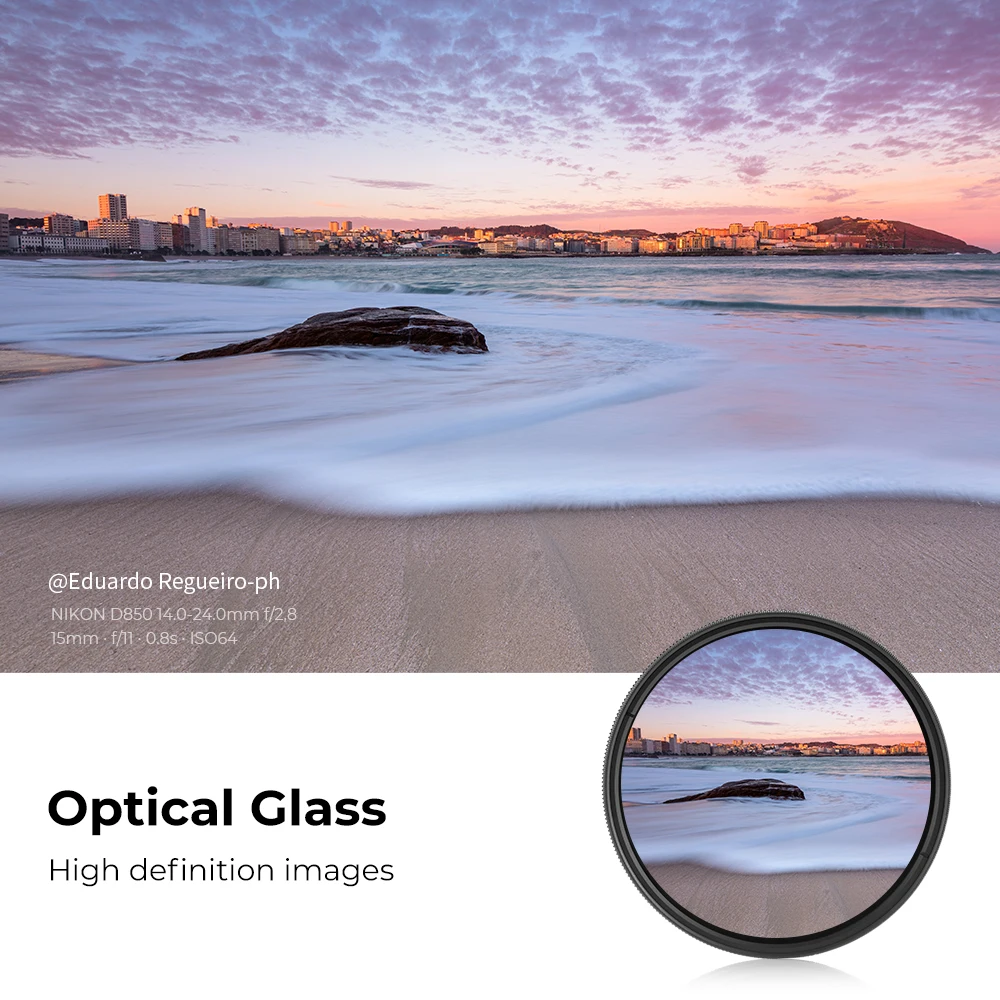 K&F CONCEPT 37-82 mm ND2 a ND400 ND Filtro de lente Fader Densidad neutra ajustable Variable 49 mm 52 mm 58 mm 62 mm 67 mm 77 mm