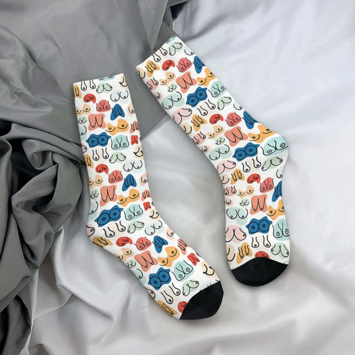 Chaussettes drôles en élan pour hommes, couleurs Hip Hop, seins Harajuku, motif heureux imprimé, chaussettes d'équipage pour garçons, cadeau décontracté