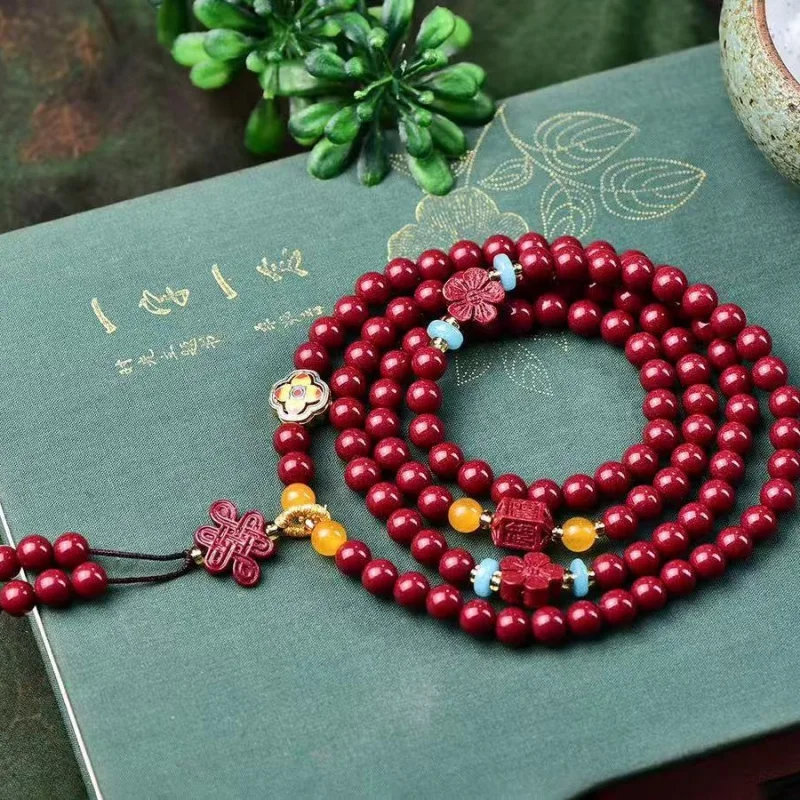 High-content natural mineral purple gold sand multi- four-circle 108-bead Buddhist bracelet men and women