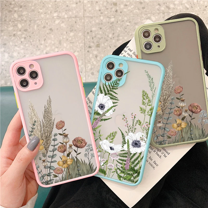 Retro Flower Bud Phone Case for iphone 11 12 13 14 Pro Max 15 Plus Meticulous Plant for iphone X XS XR 7 8 Plus SE2 Back Covers