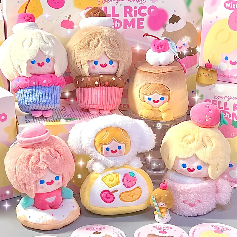 

CELL RiCO Happy Sweets Series Blind Box Cute RiCO Plush Mystery Box Kawaii Sweets Doll Pandents Surprise Bag Decor Keychain Toys