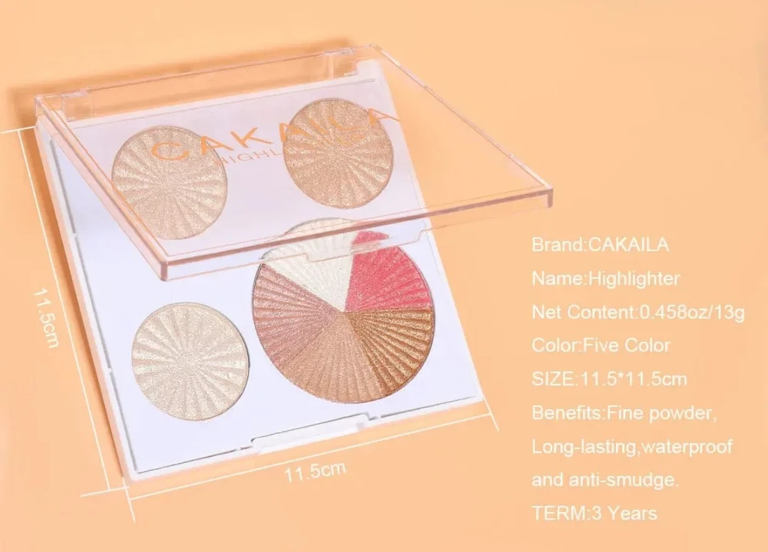 CAKAILA 8 Colors Highlighter Baked Powder Palette Shimmer Glitter Highlighters Pallet High Pigment Face Illuminator Makeup Gifts