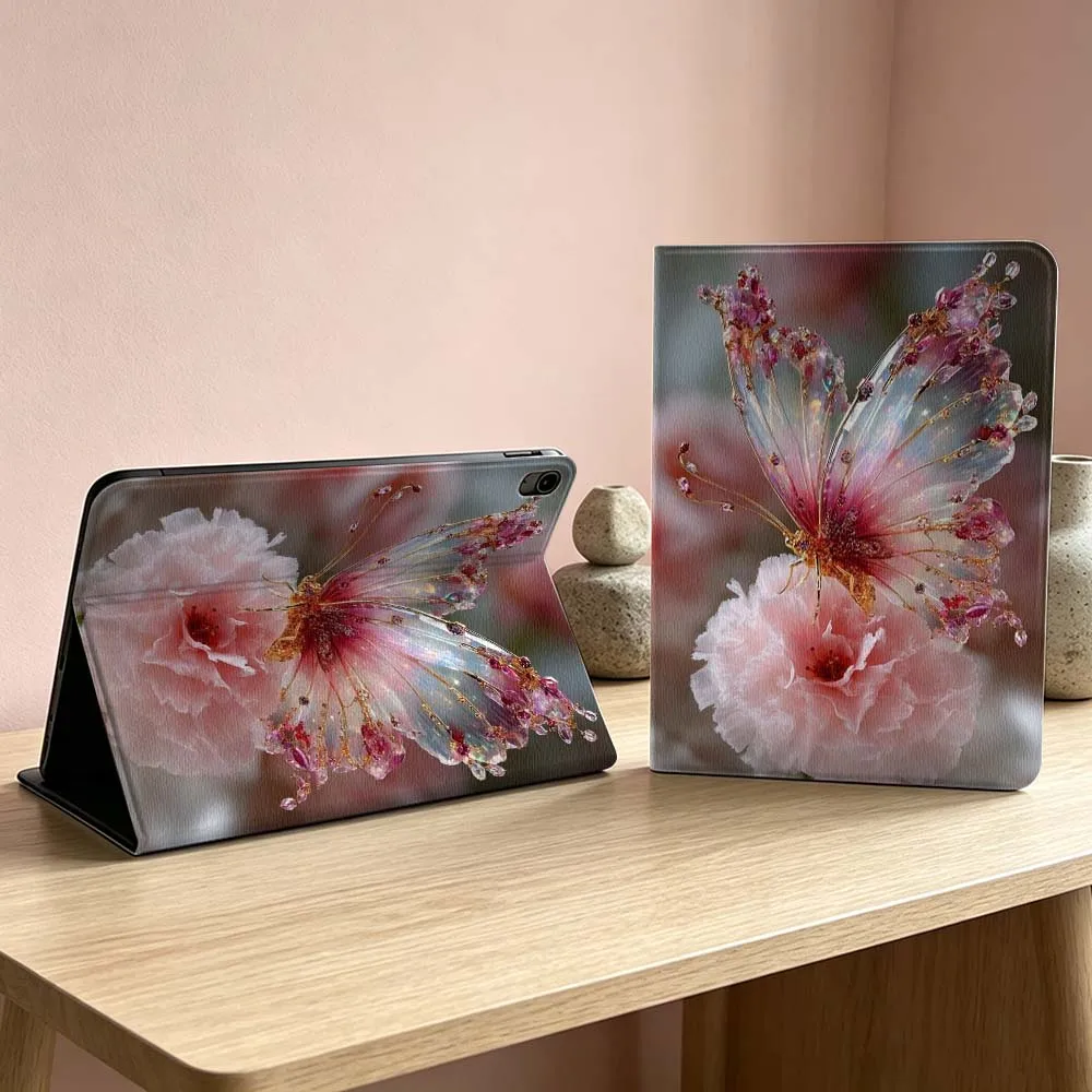 Butterfly Flower Pattern Soft For iPad Pro Air mini 7 6 5 4 3 2 1 9gen M5 M4 11th 10th A17 Pro A16 Inch Tablet Case