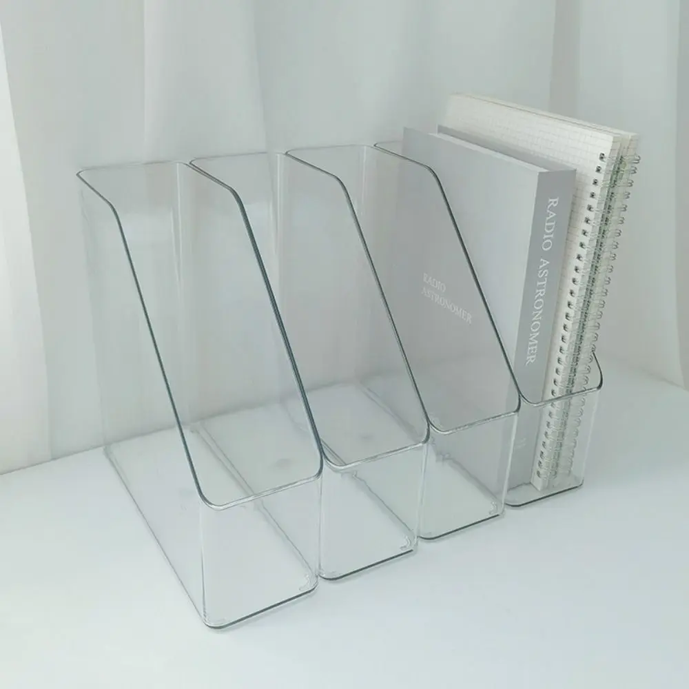 Clear Transparent Desk Folder PET Slim Vertical File Folder Space Saving Multifunctional Paper Tray Organizer Magazine