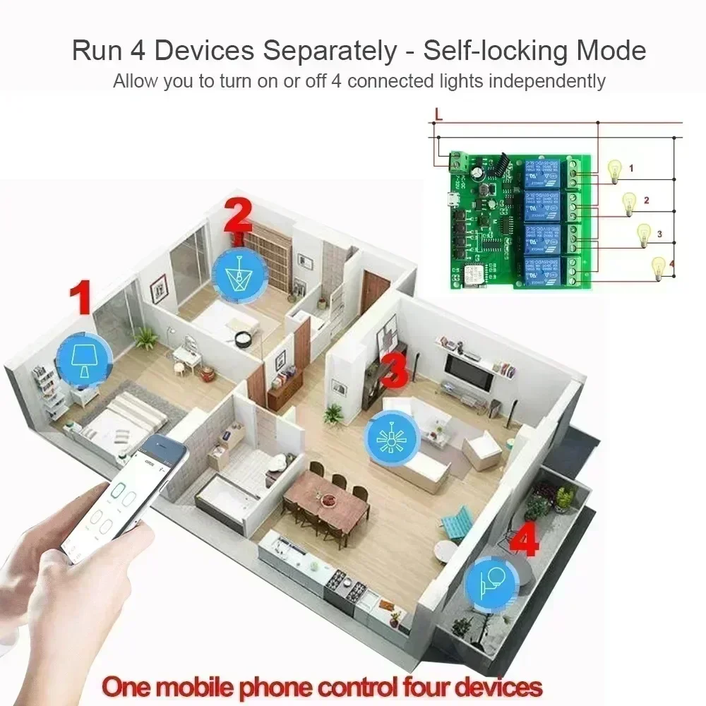 Ewelink 4ch R3 Pro Wifi RFBL 85-265V Channel Garage Door Curtain Motor Module Water Heater Light Smart Switch Alex Google Home