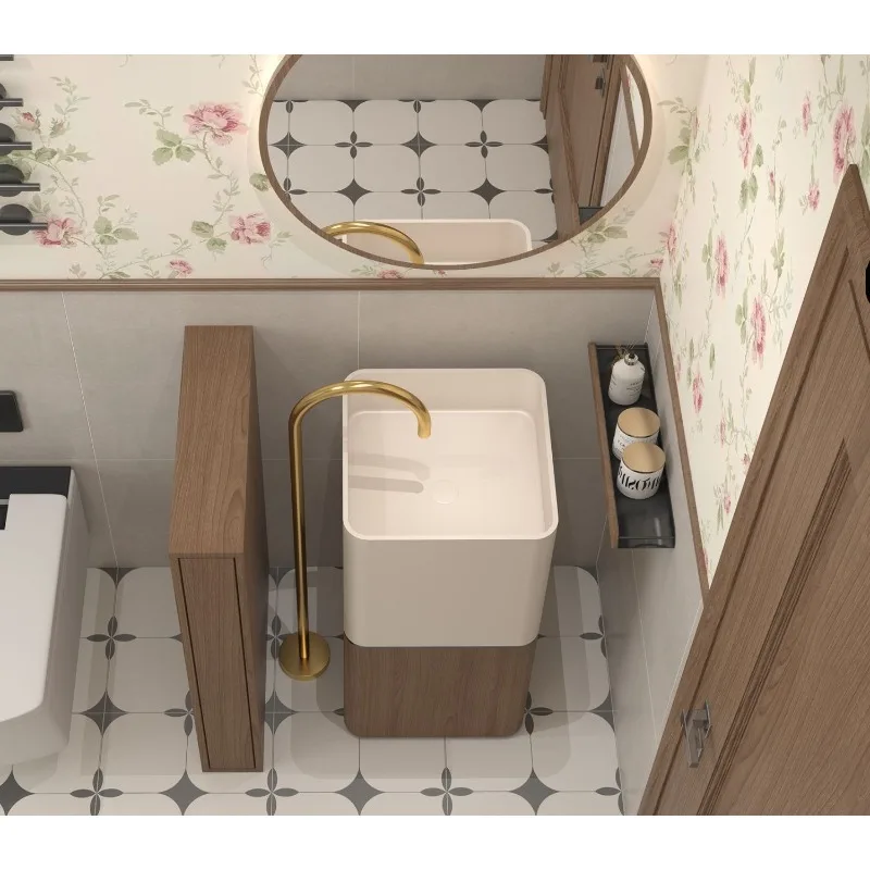Retro style wash basin, bathroom integrated floor-to-ceiling washbasin
