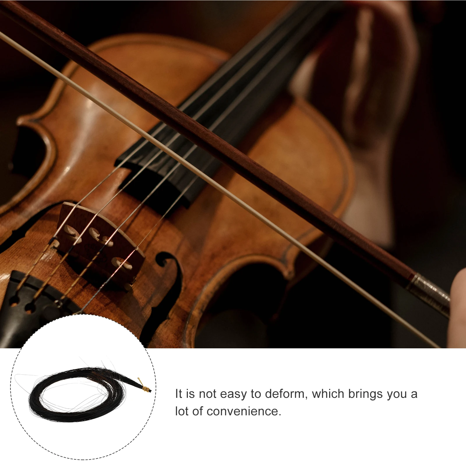 

2PCS Viola Bow Hair High-quality Black for Violin Accessories Long-lasting Smooth Deluxe Horse Hair Viola Supply