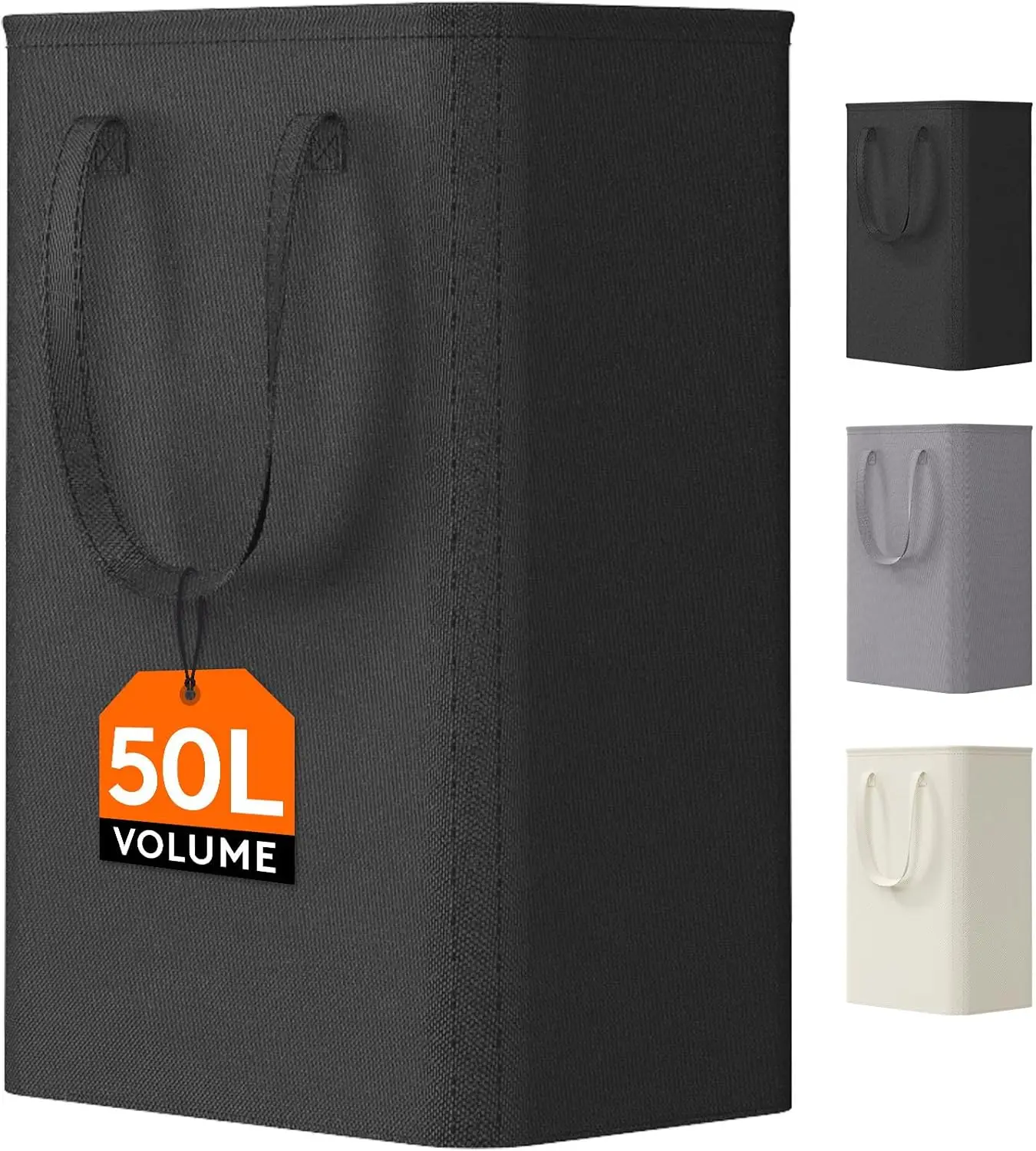 

Тонкая корзина для белья Slim 50L с ручкой, складная высокая узкая корзина для ванной, спальни, общежития, колледжа, черная