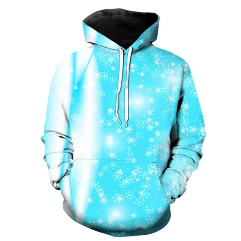الرجال مقنعين ثلاثية الأبعاد ندفة الثلج الجرافيك طباعة عادية الأزرق هوديي البلوفرات عطلة الصادرة ربيع الخريف الملابس Harajuku للجنسين #6