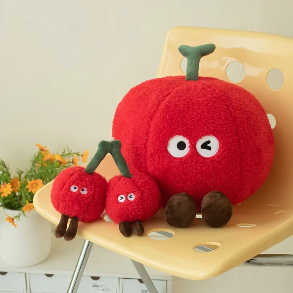 Soft Material Cherry Pillow Cute Design Huggable Texture Stuffed Cushion With Legs Human Figured Cherry Pendants view 3