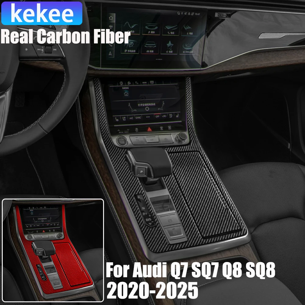 

Real Carbon Fiber Car Accessories Gear Shift Set Cover Soft Sticker For Audi Q7 SQ7 Q8 SQ8 2019 2020 2021 2022 2023 2024 2025