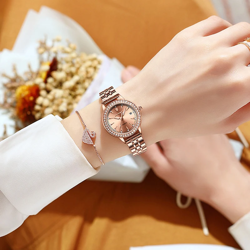 POEDAGAR Brand 2023 Women Quartz Watch Luxury Stainless Steel Mesh Rose Gold Simple Waterproof Luminous Elegant Ladies Watches