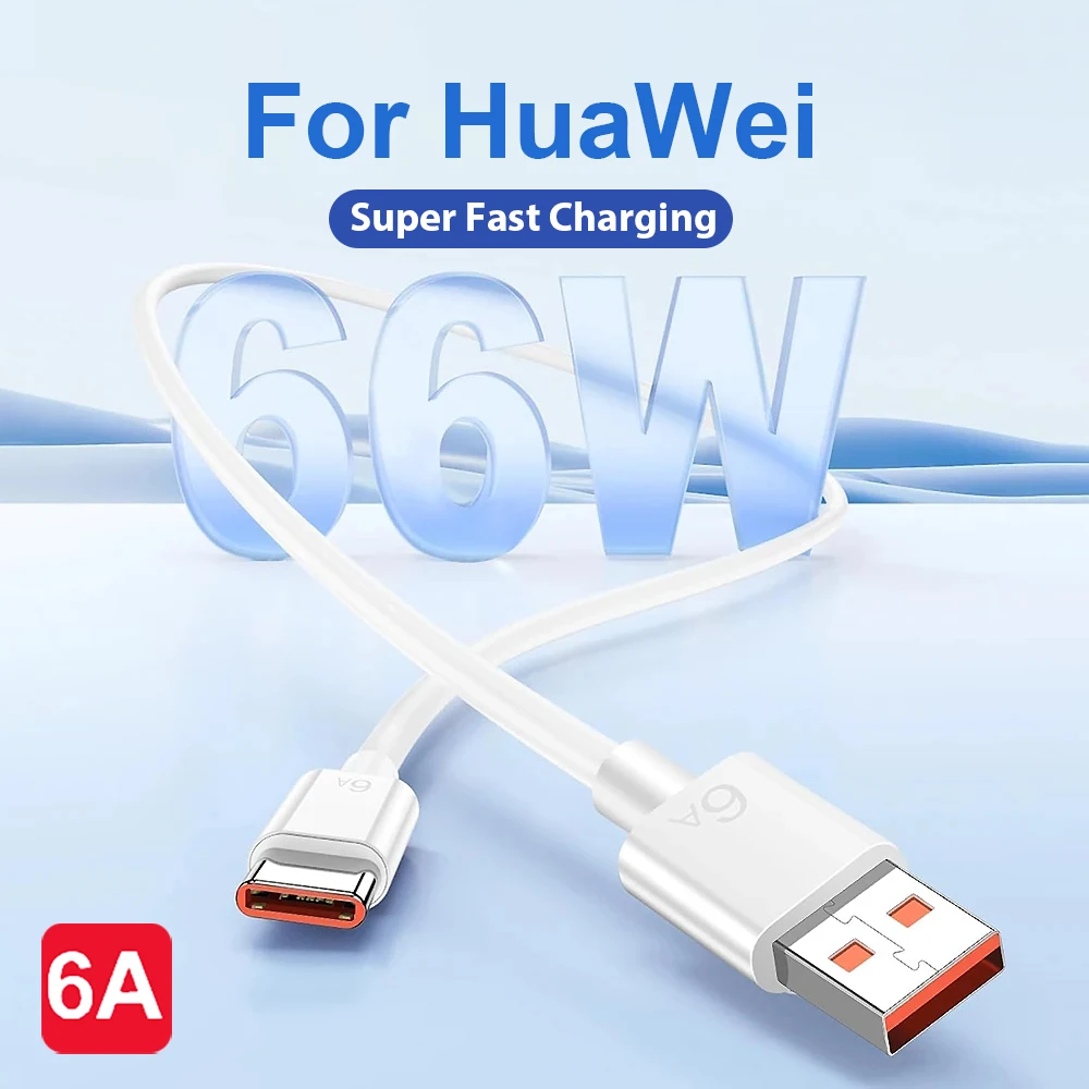 For Huawei 66W Super Fast Charging Cable For Mate 70 60 50 40 30 Pro P80 Pura 70 60 50 Pro + USB Type C 6A Charging Data Cables