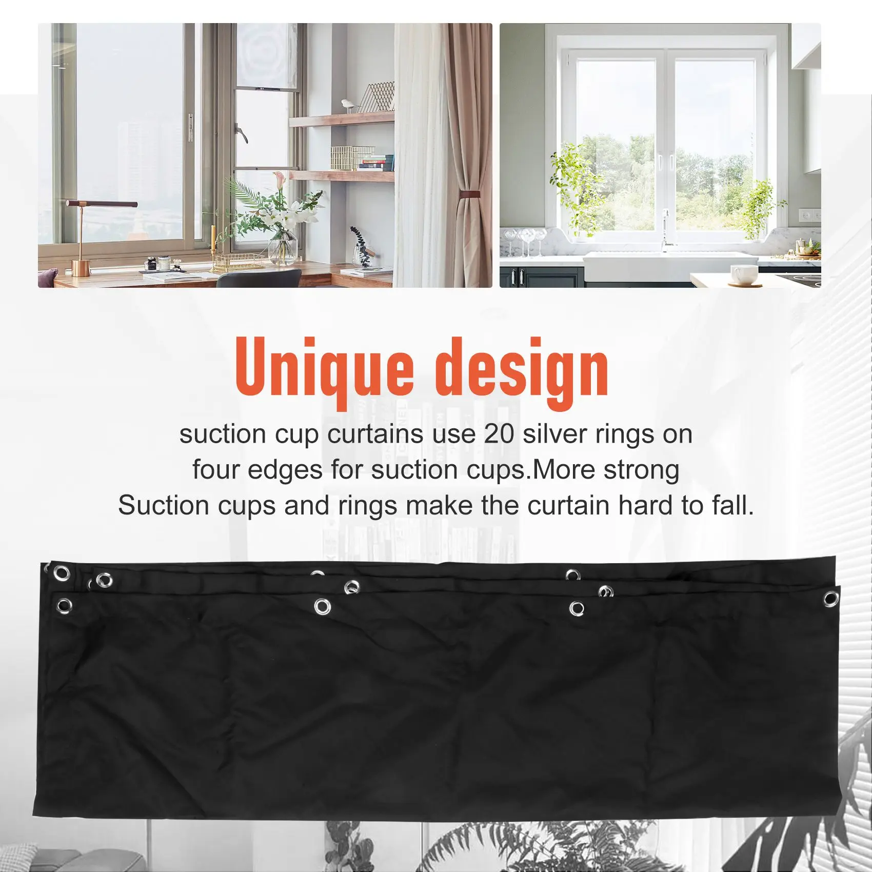 AC88-Temporary Blackout Blind Curtain For Window Adjustable Sucker Shade Drape Thermal Insulated Noise Reducing Panels For Stora