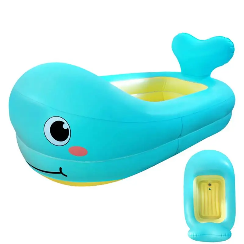 Inflatable Kid Tub Cute Whale Portable Kid Tub Leakproof Kids Swimming Pool Thick Cushion Travel Seat Baths For Boys Girls Bath