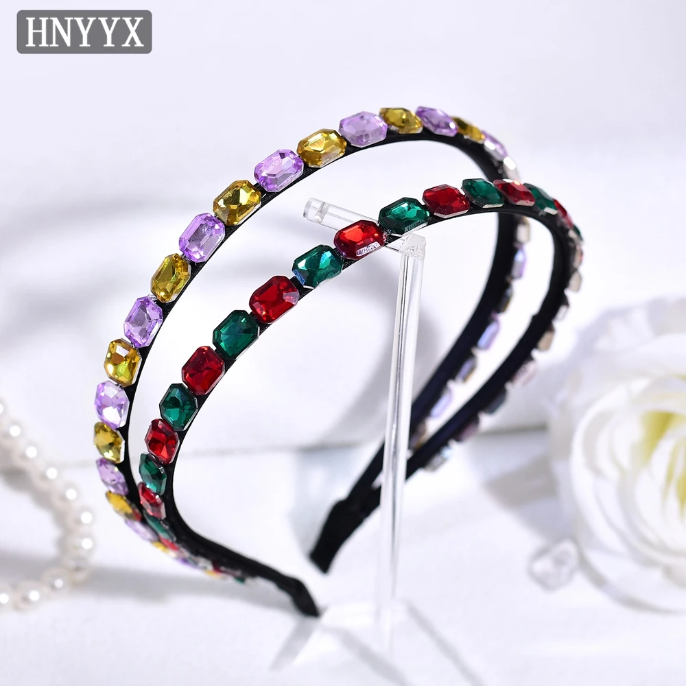 

HNYYX Simple Double Ladies Hair Bands Colourful Rhinestones Delicate Headdress Party Hair Piece Daily Wear Accessories A329