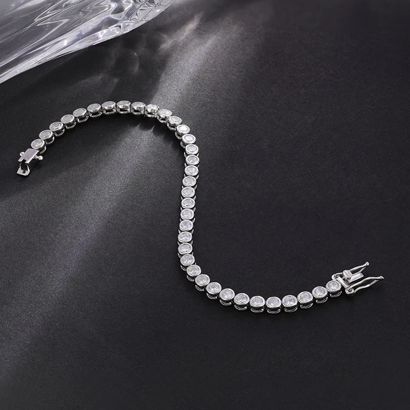 OEVAS 2mm Moissanite Bubble Tennis Bracelet For Women S925 Silver Sparkling Wedding Bracelet Can Pass Diamond Test Fine Jewelry